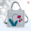 藝術刺繡蝴蝶蘭花棉麻手提斜背包